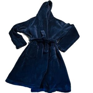 Lands End Kids Boys Girls Unisex Size 12 Fleece Hooded Fleece Bath Robe Blue